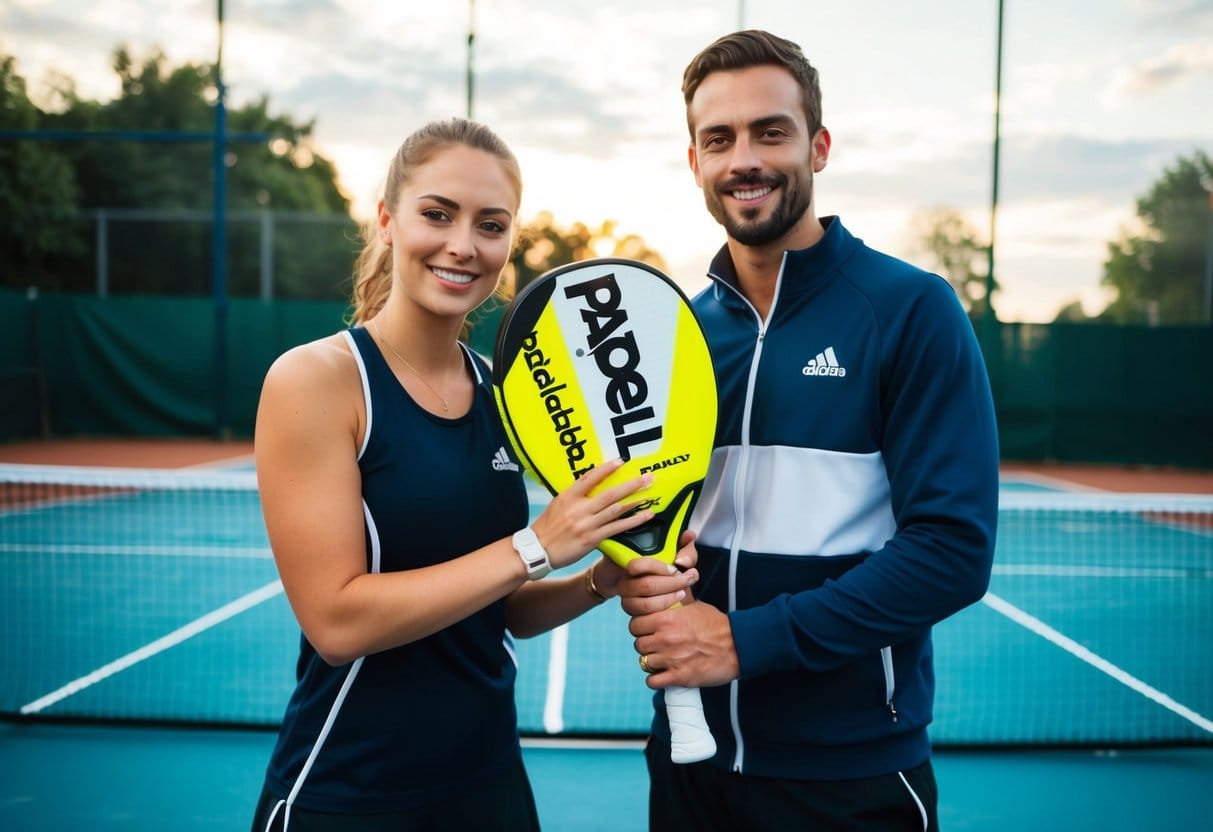 Et par pakker en ny padel tennisketcher ud fra padelbat dk smilende og klar til at gå på banen